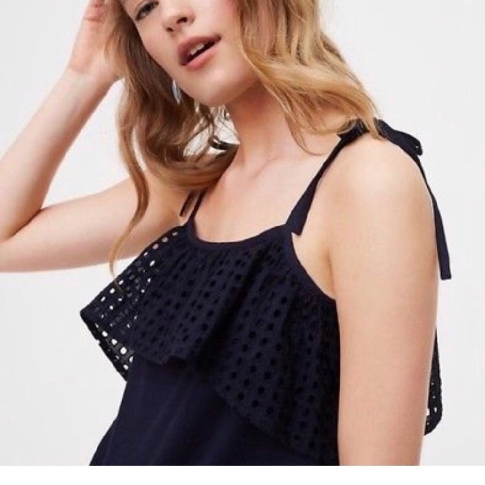 LOFT Ruffled Eyelet Tank - Picture 2 of 5
